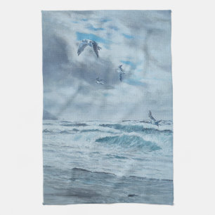 Pazifikküste, Küste, Strand, Möwen, Wellen Geschirrtuch