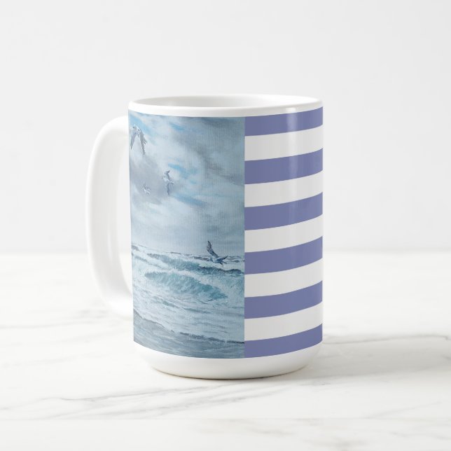 Pazifische Küste - Seegang/Seegullen/Wellen/Streif Kaffeetasse (Vorderseite Links)