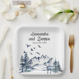 Pazifische Nordwest-Rocky-Berge Hochzeiten Pappteller