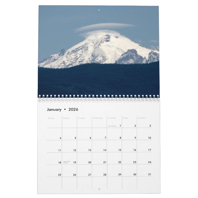 Pazifische Nordwestberge und Hügel Kalender (Jan 2026)