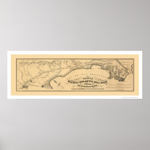 Pazifische und atlantische Eisenbahnkarte 1851 Poster