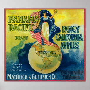 Pazifischer Apple Kisten-Aufkleber Panamas Poster
