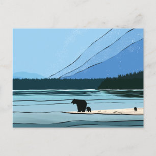 Pazifischer Nordwesten Bären-Silhouette Postkarte