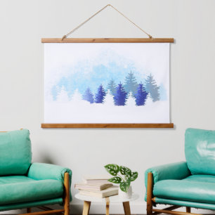 Pazifischer Nordwesten Winter Wandteppich Mit Holzrahmen