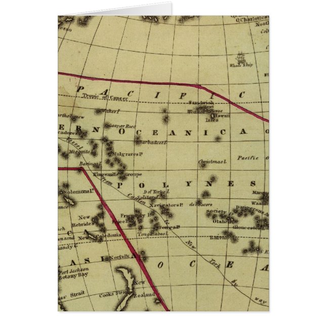 Pazifischer Ozean Hand gefärbte Atlas Karte (Vorne)