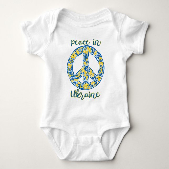 Pazifisches Friedenszeichen in ukrainischen Flagge Baby Strampler (Vorderseite)