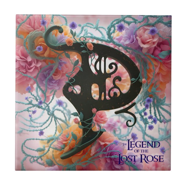 Pazzaria "P" Floral Monogramm Tile Fliese (Vorderseite)