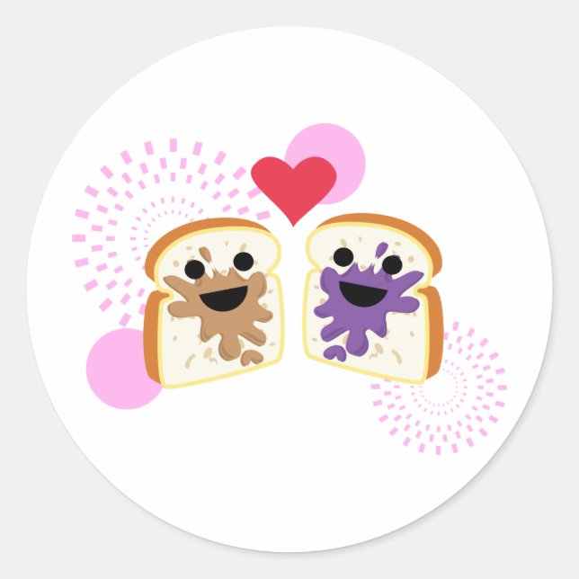 PB&J-Liebe Runder Aufkleber (Vorderseite)