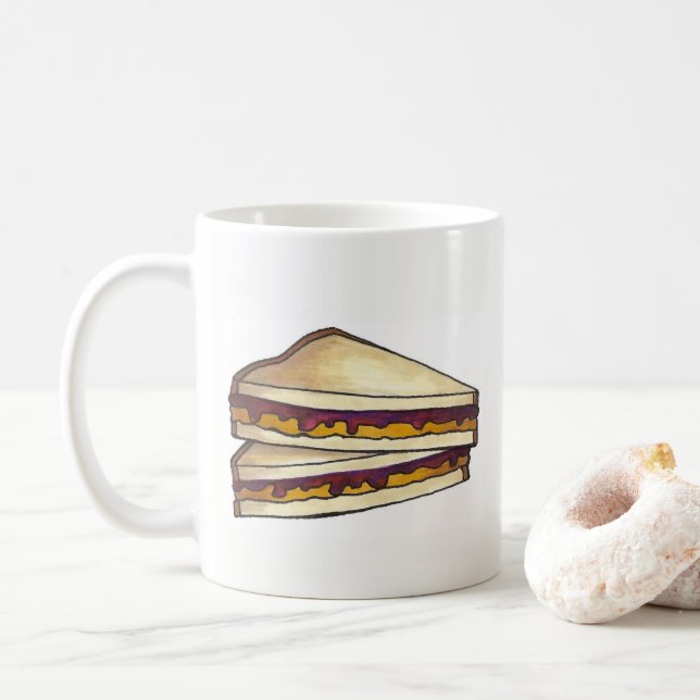 PB&J Peanut Butter und Jelly Sandwich Lunch Food Kaffeetasse (Mit Donut)