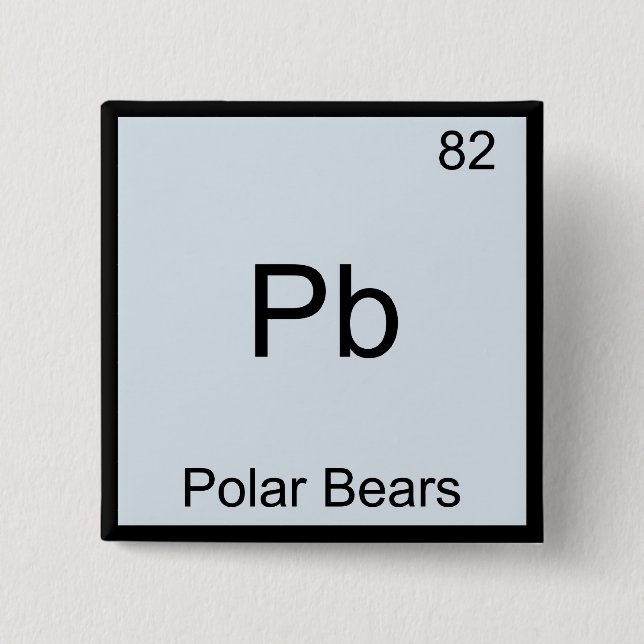 Pb - Symbol für Polar Bears Funny Chemistry Elemen Button (Vorderseite)