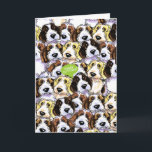 PBGV Hogs Funny Birthday Karte<br><div class="desc">Das hübsche Geburtstagsdesign von Andie wurde von ihrem originalen Farbton und Bleistift gezeichnet,  der 4 Petit Basset Griffon Vendeen in verschiedenen Farbtönen. Ideal für jeden Hundefreund. Personalisieren Sie den Gruß im Inneren.</div>