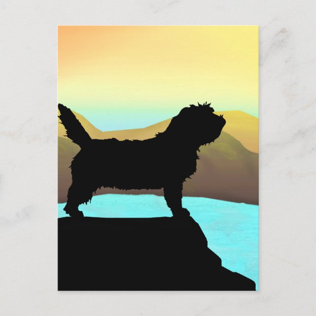 PBGV-Hund am Meer Postkarte (Vorderseite)