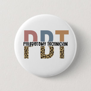 PBT Phlebotomie Techniker Leopard Print Button