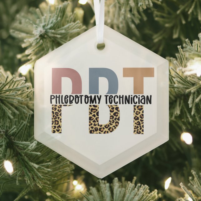 PBT Phlebotomie Techniker Leopard Print Ornament Aus Glas (Insitu)