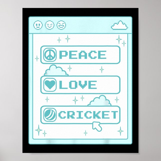 PC-Computer-Geek-Nerd-Frieden-Liebe-Cricket-Liebha Poster (Vorne)