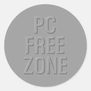 PC Free Zone graue große runde Aufkleber