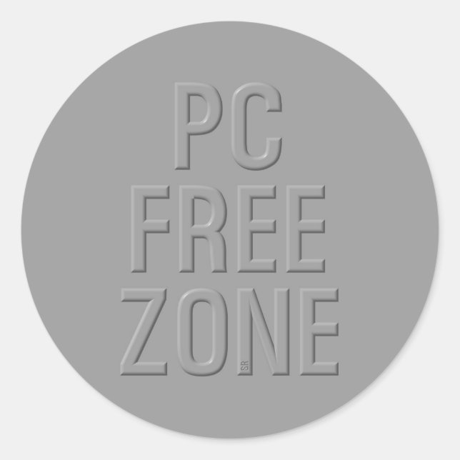 PC Free Zone graue große runde Aufkleber (Vorderseite)