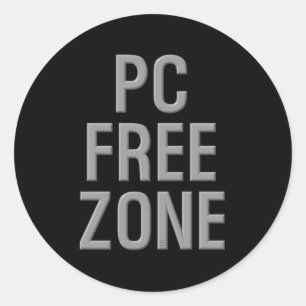 PC Free Zone schwarz rund große Aufkleber