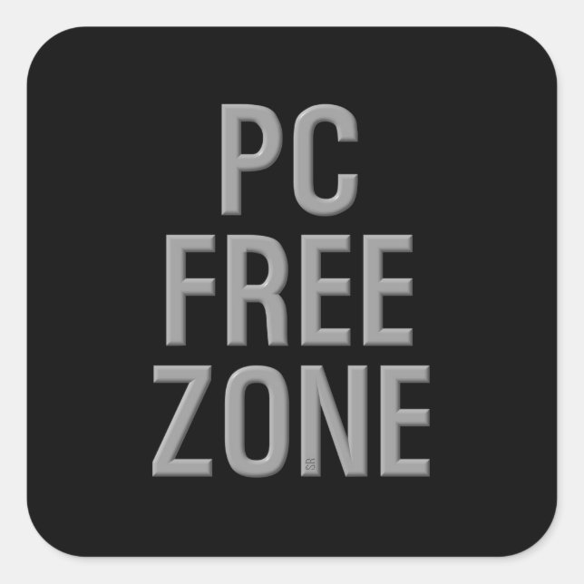 PC Free Zone schwarzer Quadrat Aufkleber (Vorderseite)