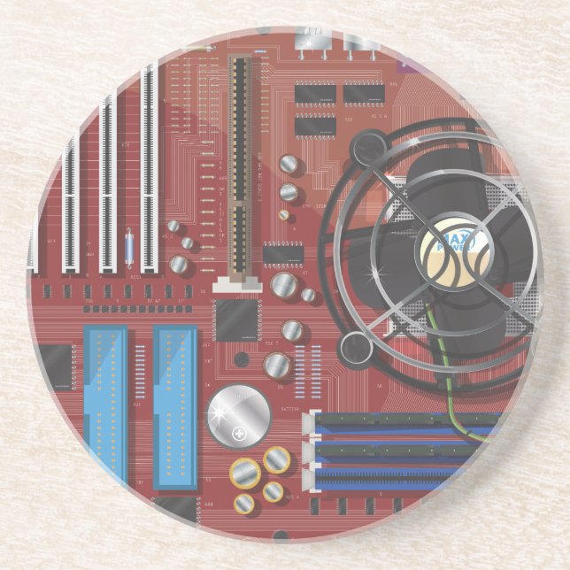 PC-Mainboard Sandstein Untersetzer (Vorne)