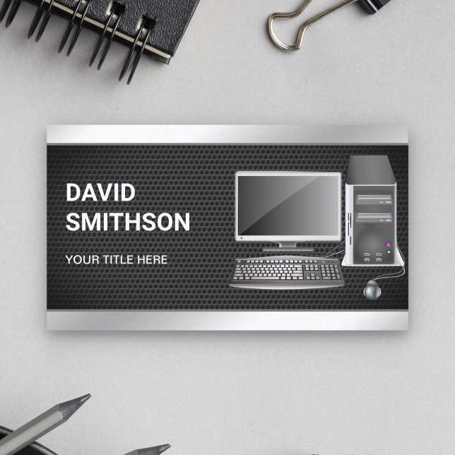 PC-Reparaturtechniker für Black Mesh PC Visitenkarte (Von Creator hochgeladen)