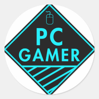 PC-Spiele (blau) Runder Aufkleber