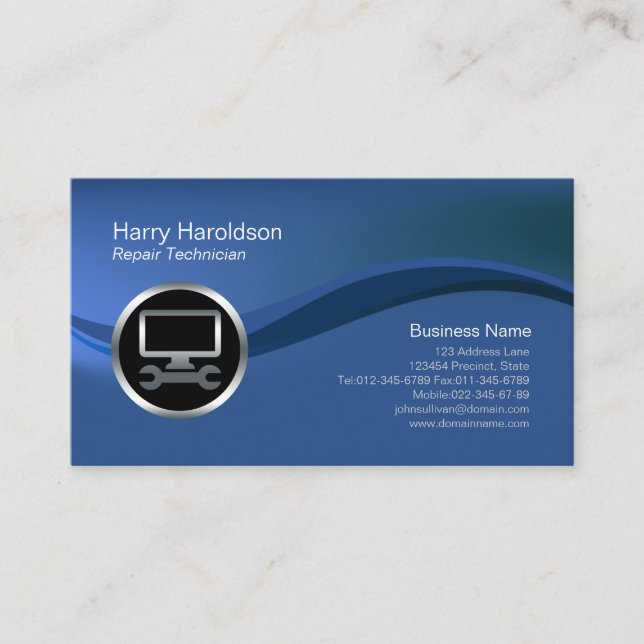 PC Wrench Repair Technology Business Card Visitenkarte (Vorderseite)
