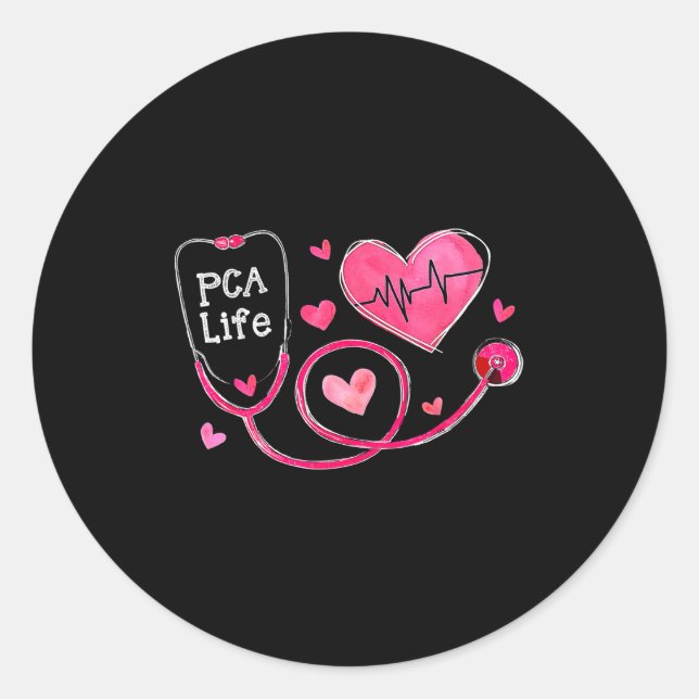 Pca Life Valentine Heart Stethoscope  Runder Aufkleber (Vorderseite)