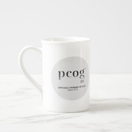 pcog acronym; round full msg; blk-white color; prozellantasse