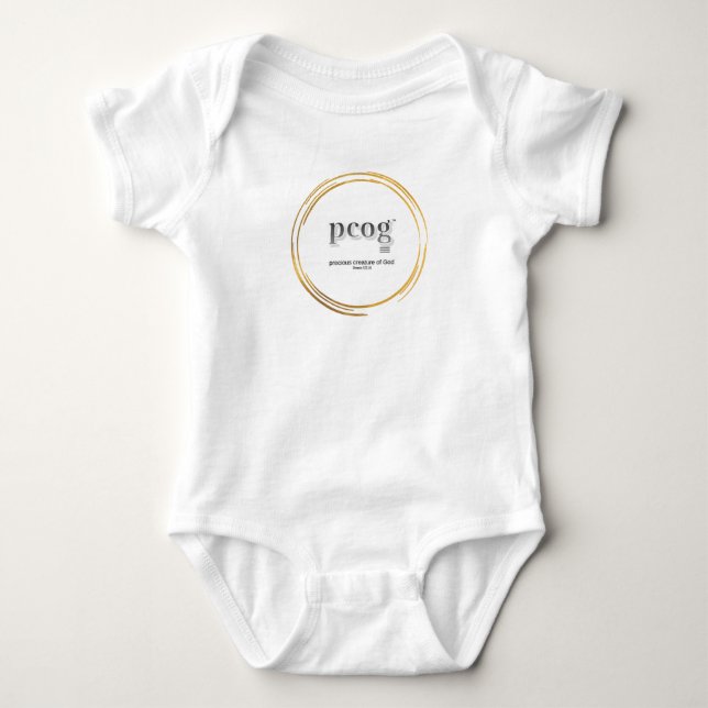 pcog Baby-Body WHISPY GOLD CIR Worte+Schrift Baby Strampler (Vorderseite)