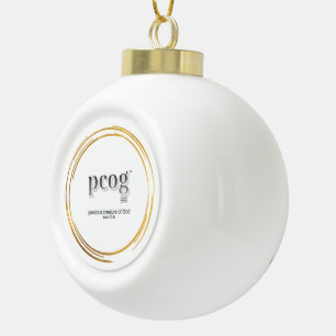 pcog HAUCHDÜNNE GOLDKREISE mit Phrase und Schrifts Keramik Kugel-Ornament