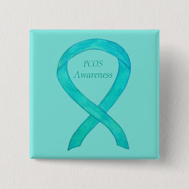 PCOS Awareness Ribbon Custom Art Button (Vorderseite)