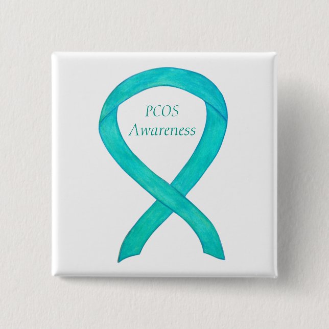 PCOS Awareness Ribbon Custom Art Button (Vorderseite)