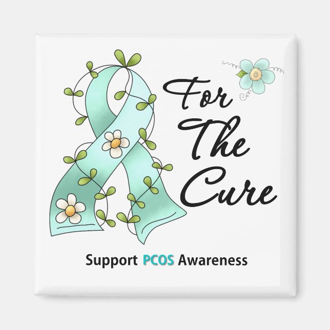 PCOS Bewusstsein Ich trage Aquamarine Band für die Magnet (Vorne)