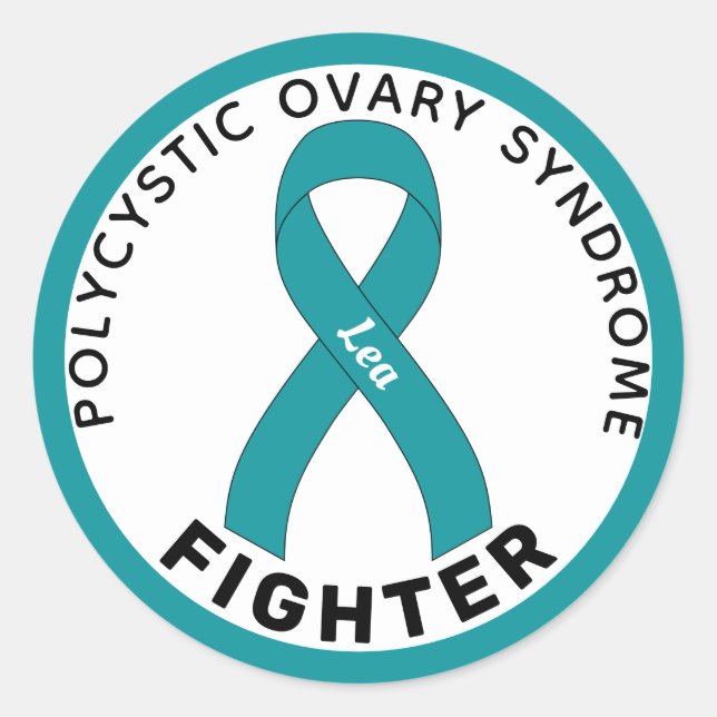 PCOS Fighter Ribbon White Round Aufkleber (Vorderseite)