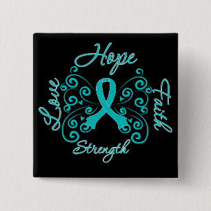 PCOS Hope Motto Butterfly Button