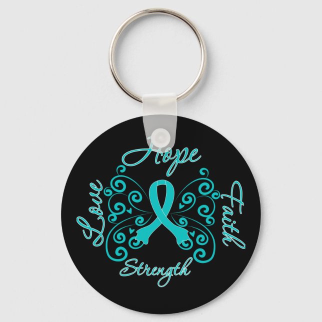PCOS Hope Motto Butterfly Schlüsselanhänger (Vorderseite)