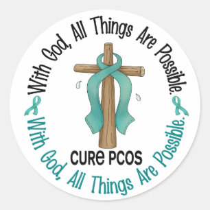 PCOS mit Gott-Kreuz Runder Aufkleber
