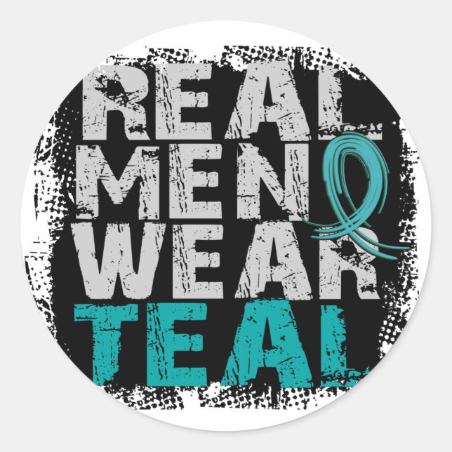 PCOS Real Men tragen Aquamarines polyzystisches Ov Runder Aufkleber (Vorderseite)