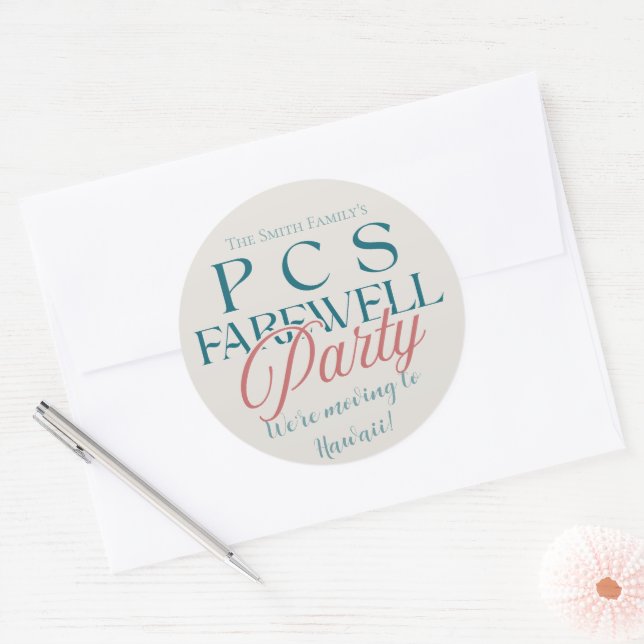 PCS Abschiedliches Party - Modernes Militär auf de Runder Aufkleber (Umschlag)