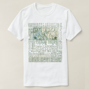 PCZ - Panamakanal-Zonen-Standorte mit Karte T-Shirt