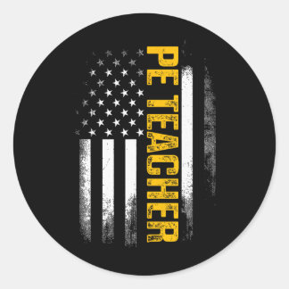 Pe Physical Education Teacher Flag Gifts Men Women Runder Aufkleber