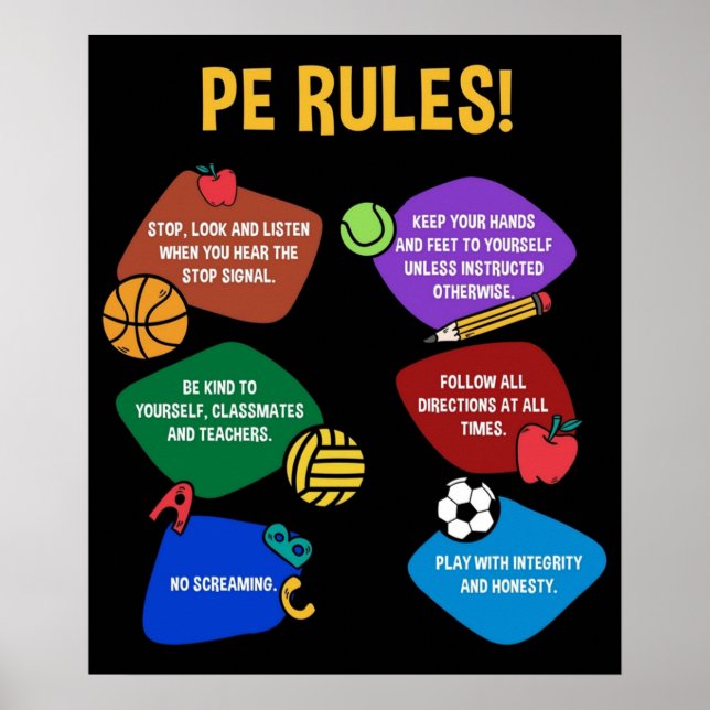 PE Physical Education Teacher Poster (Vorne)