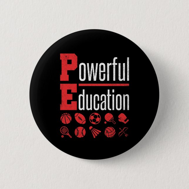 PE Teacher Gym Coach Leistungsstarke Bildung Button (Vorderseite)