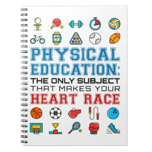 PE Teacher Phys Ed Gym Trainer Herzrasen Notizblock