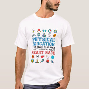 PE Teacher Phys Ed Gym Trainer Herzrasen T-Shirt