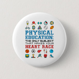 PE Teacher Phys Ed Gym Trainer Herzrennen Button