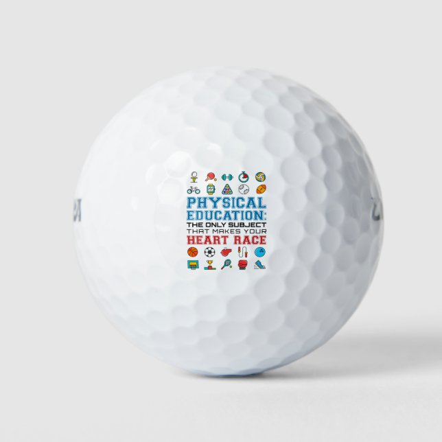 PE Teacher Phys Ed Gym Trainer Herzrennen Golfball (Vorderseite)