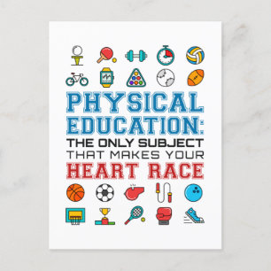 PE Teacher Phys Ed Gym Trainer Herzrennen Postkarte