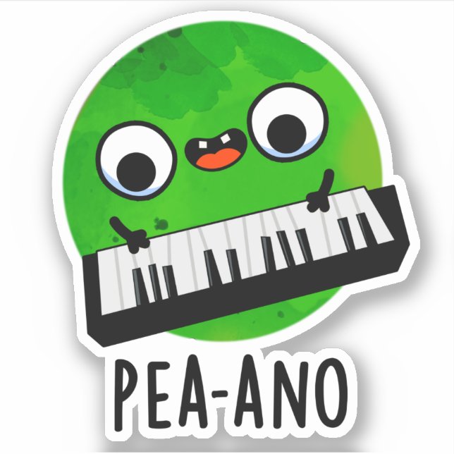 Pea-ano Funny Music Veggie Pea Pun Aufkleber (Vorderseite)